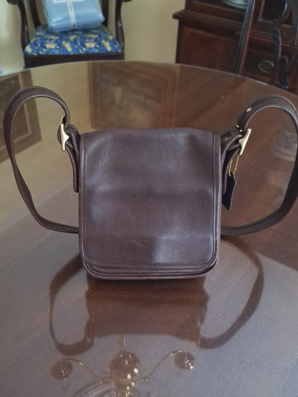 Vintage Coach Studio Legacy Dark Brown Genuine Leather Crossbody Bag Purse